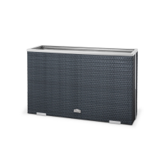 Rattan Polirattan virágtartó láda 100x30x60 cm növénytartó kaspó antracit kerti dekoráció