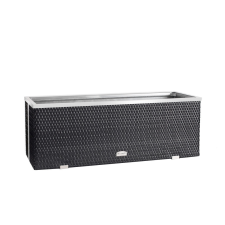 Rattan Polirattan virágtartó láda 108x39x43 cm növénytartó kaspó antracit kerti dekoráció