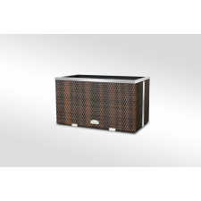 Rattan Polirattan virágtartó láda 70x38x40 cm növénytartó kaspó két tónusú barna kerti dekoráció