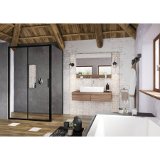 Ravak Blix Slim Fix zuhanyfal BLSPS-80 fekete +Transparent X9BM40300Z1 kád, zuhanykabin