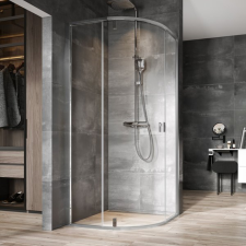 Ravak Nexty zuhanykabin 90x90 cm félkör alakú ezüst fényes/átlátszó üveg 3O677C00Z1 kád, zuhanykabin