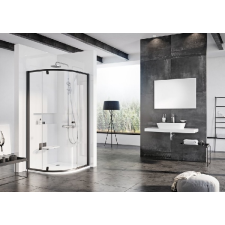 Ravak Pivot PSKK3-100 háromrészes negyedköríves kifelé nyíló zuhanysarok black+Transparent kád, zuhanykabin