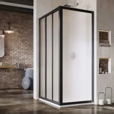 Ravak Supernova zuhanyajtók 80 cm tolható fekete matt üveg/üveg mintával 00V403R2ZG fürdőkellék