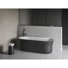 Ravak Ypsilon 180x80, akrilkád, fekete/fehér, szabadonálló, fekete/fehér/króm lefolyó kád, zuhanykabin