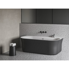 Ravak Ypsilon Wall 178x86, akrilkád, fekete/fehér, szabadonálló, fekete lefolyó kád, zuhanykabin