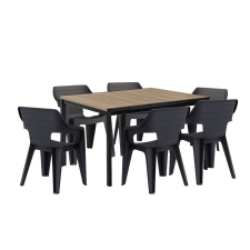  Ravello 6+1 kerti bútor garnitúra szett kőris-fekete kerti bútor