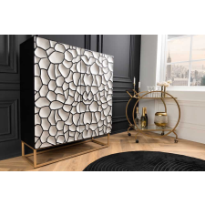 Raven Magas komód Raven 120 cm 3D mozaik fekete fehér mangó bútor