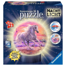 Ravensburger 3D Puzzle Éjszakai fény - lovak a tengerparton - 72 darabos (118434) puzzle, kirakós