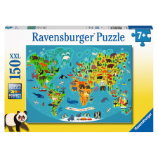  Ravensburger Puzzle 150 db - Állatos világtérkép puzzle, kirakós