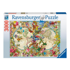 Ravensburger Puzzle 3000 db - Világtérkép és pillangók puzzle, kirakós