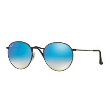 Ray-Ban RB3447 002/4O ROUND METAL SHINY BLACK MIRROR GRADIENT BLUE napszemüveg