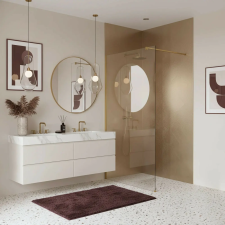  Rea Flexi Transparent zuhanyfal, Brush Gold kivitel, 90 kád, zuhanykabin