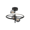 Reality Ticana All parts sand black. 3xG9 bulb not incl. Glasses smokey similar to Omaha D120*1+D100*1+D100*1.Ring with LED outside Dia:40 H:40cm 15W 4000K. Ring movable,On/off separate for LED and
