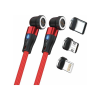 RealPower Magentic cable,1m,2x magnetisch,rot mit Adaptern (439649)