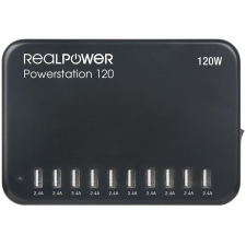 RealPower USB töltő- és menedzsment állomás 120 W, RealPower Powerstation 120 (321132) mobiltelefon kellék