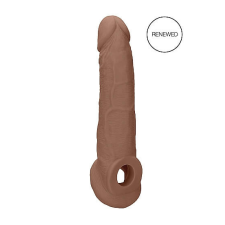 REALROCK Penis Sleeve 9 - péniszköpeny (21,5cm) - sötét natúr péniszköpeny