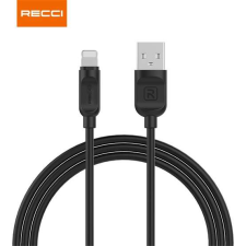 Recci RCL-P200B Lightning-USB kábel, fekete - 2m kábel és adapter