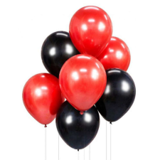  Red-Black, Piros-Fekete léggömb, lufi szett 7 db-os 12 inch (30cm) party kellék