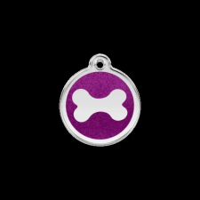 Red Dingo Csillámos Rozsdamentes csont mintás acél biléta lila nyakörv, póráz, hám kutyáknak