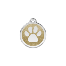 Red Dingo Csillámos Rozsdamentes mancs mintás acél biléta arany nyakörv, póráz, hám kutyáknak