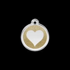 Red Dingo Csillámos Rozsdamentes szív mintás acél biléta arany nyakörv, póráz, hám kutyáknak