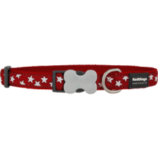 Red Dingo nyakörv Design Stars White on Red 12 mm x 20-32 cm nyakörv, póráz, hám kutyáknak