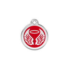 Red Dingo Rozsdamentes angyal szárnyak mintás acél biléta piros nyakörv, póráz, hám kutyáknak