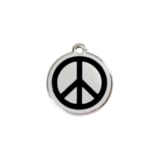 Red Dingo Rozsdamentes békejel mintás acél biléta fekete nyakörv, póráz, hám kutyáknak