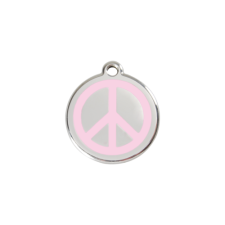 Red Dingo Rozsdamentes békejel mintás acél biléta rózsaszín nyakörv, póráz, hám kutyáknak