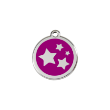 Red Dingo Rozsdamentes csillag mintás acél biléta lila nyakörv, póráz, hám kutyáknak