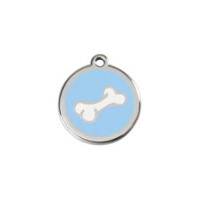 Red Dingo Rozsdamentes csont mintás acél biléta világoskék nyakörv, póráz, hám kutyáknak