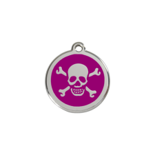 Red Dingo Rozsdamentes koponya-keresztcsont mintás acél biléta lila nyakörv, póráz, hám kutyáknak