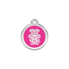 Red Dingo Rozsdamentes kutya mintás acél biléta hot pink nyakörv, póráz, hám kutyáknak