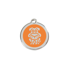 Red Dingo Rozsdamentes kutya mintás acél biléta narancssárga nyakörv, póráz, hám kutyáknak