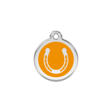 Red Dingo Rozsdamentes patkó mintás acél biléta narancssárga nyakörv, póráz, hám kutyáknak