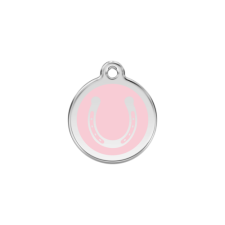 Red Dingo Rozsdamentes patkó mintás acél biléta rózsaszín nyakörv, póráz, hám kutyáknak