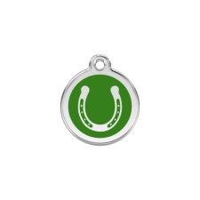 Red Dingo Rozsdamentes patkó mintás acél biléta zöld nyakörv, póráz, hám kutyáknak