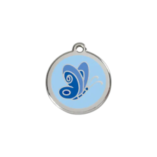 Red Dingo Rozsdamentes pillangó mintás acél biléta világoskék nyakörv, póráz, hám kutyáknak