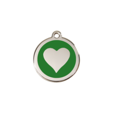 Red Dingo Rozsdamentes szív mintás acél biléta zöld nyakörv, póráz, hám kutyáknak