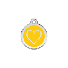 Red Dingo Rozsdamentes törzsi szív mintás acél biléta sárga nyakörv, póráz, hám kutyáknak