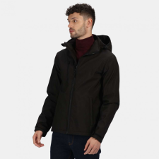 Regatta Férfi kabát Regatta RETRA701 venturer 3 Layer Hooded printable Softshell Jacket -S, Black/Black férfi kabát, dzseki