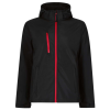 Regatta levehető kapucnis, 3 rétegű férfi softshell kabát, RETRA701, Black/Classic Red-M