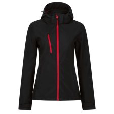 Regatta levehető kapucnis, 3 rétegű Női softshell dzseki, RETRA702, Black/Classic Red-20 női dzseki, kabát