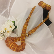  Régi Borostyánkarkötő és nyaklánc , brutál de szuper. ékszer szett