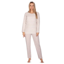 Regina Agata női frottírpizsama, bézs, csíkos XXL hálóing, pizsama