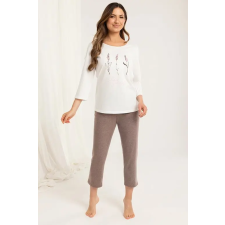 Regina Carmen, hosszú női pizsama, ekrü, nyomott mintás XL hálóing, pizsama