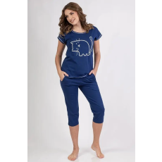 Regina Mici női pamutpizsama, kék, macskás XL