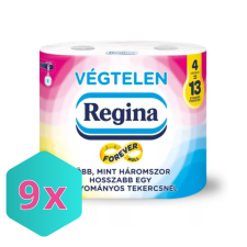 Regina Toalettpapír, végtelen 4 tekercs, 2 rétegű, 2000 lap KARTON - 9 db higiéniai papíráru