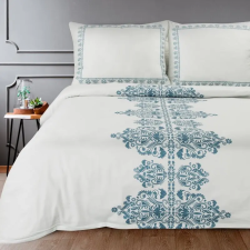  Reina29 pamut-szatén ágyneműhuzat Fehér/sötétkék 160x200 cm - 70x80 cm 2db lakástextília