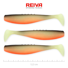Reiva Flat Minnow shad 12,5cm 3db/cs (Fekete-Fehér-Narancs) horgászkiegészítő